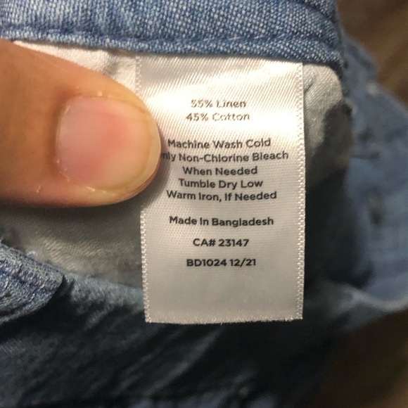 Talbots Pants Women's 6 Blue Perfect Wide Leg Cropped High Rise Linen - Picture 3 of 6